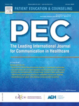 Patient Education and Counselling journal cover